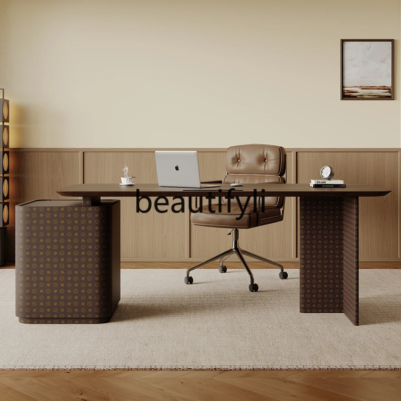 

Desk Italian minimalist study home desk high sense retro style writing medieval computer desk