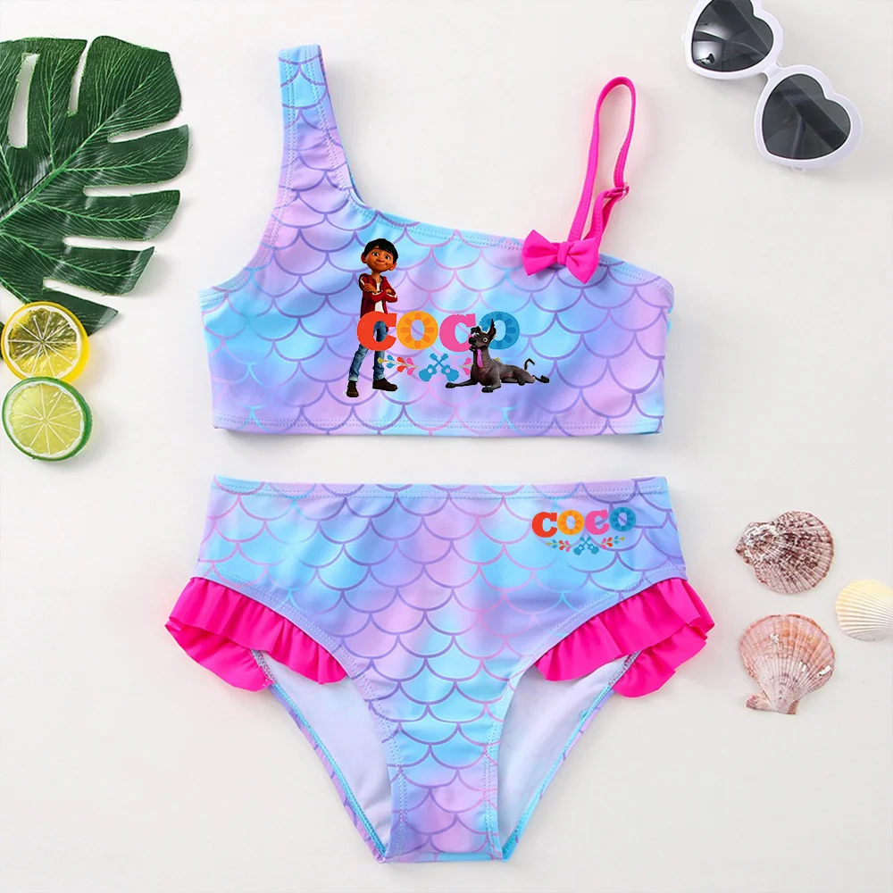 Fatos de banho Tankini Coco-Girls, roupas de praia infantis, vestidos de moda, sereia, peixe, 2 peças, verão