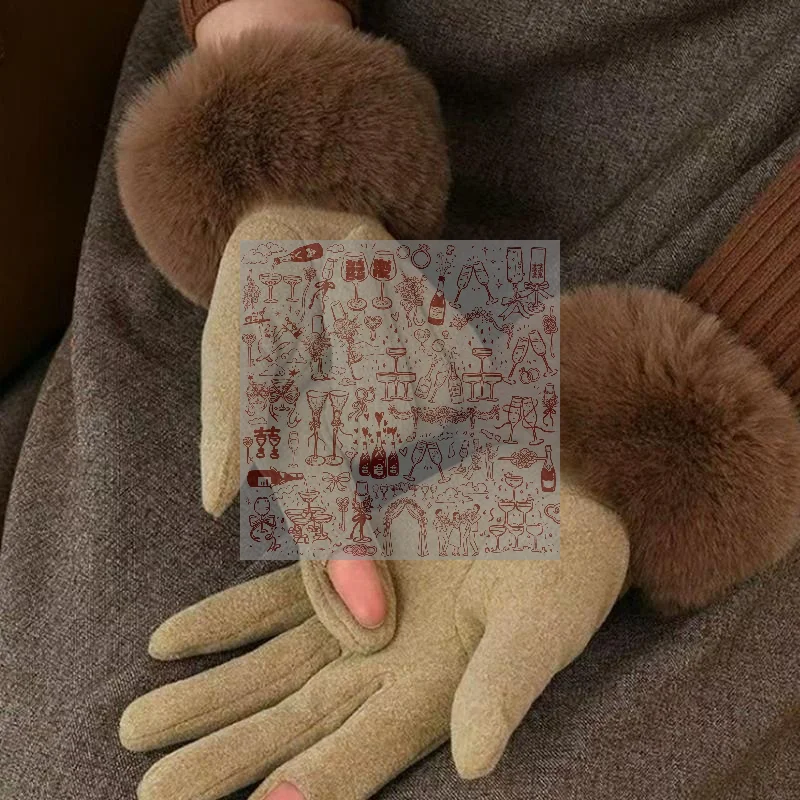 Winter Women's Warm Gloves Have Windproof And Cold Resistant Properties, Thick Fur Lining, And Touch Screen Gloves