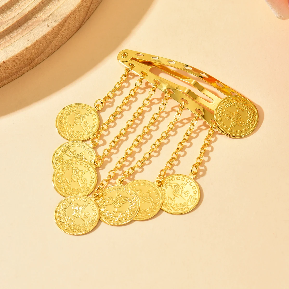 Fashionable Gold-Plated Bridal Hair Accessory with Coin Tassel for Wedding Parties Photo Shoots Ladies Headwear image 5