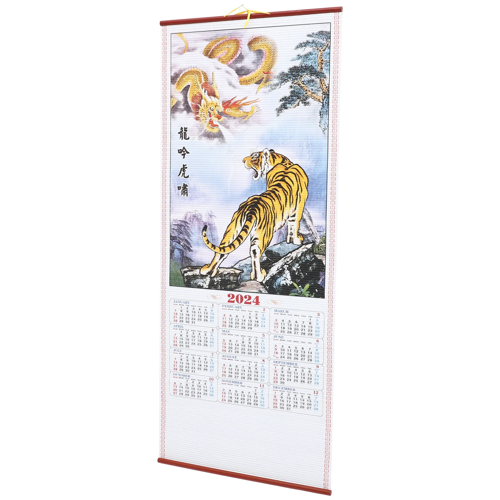 

2024 Chinese Wall Calendar Traditional New Year Large Hanging Room Decor Paper Scroll of The Dragon