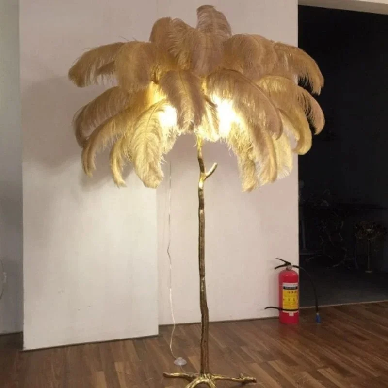 Modern Colored Feather Floor Lamp Used Next To The Sofa In The Living Room Bedroom floor Lamp Interior Lighting Luminaires