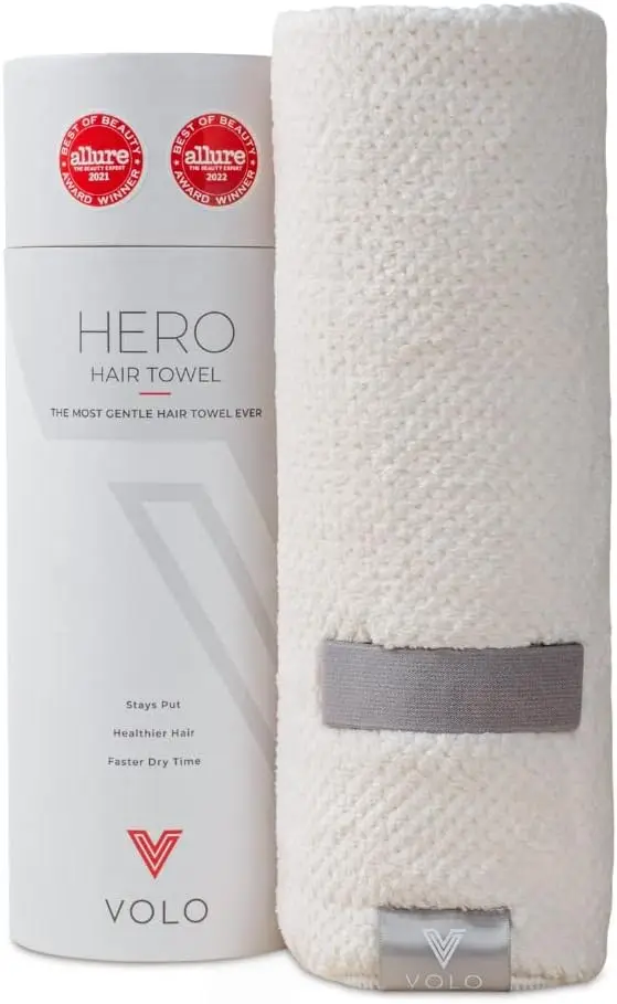 

Супервпитывающее быстросохнущее полотенце-тюрбан для волос - ускоряет сушку на 50%, большого размера для всех типов волос, белая туба с солью.