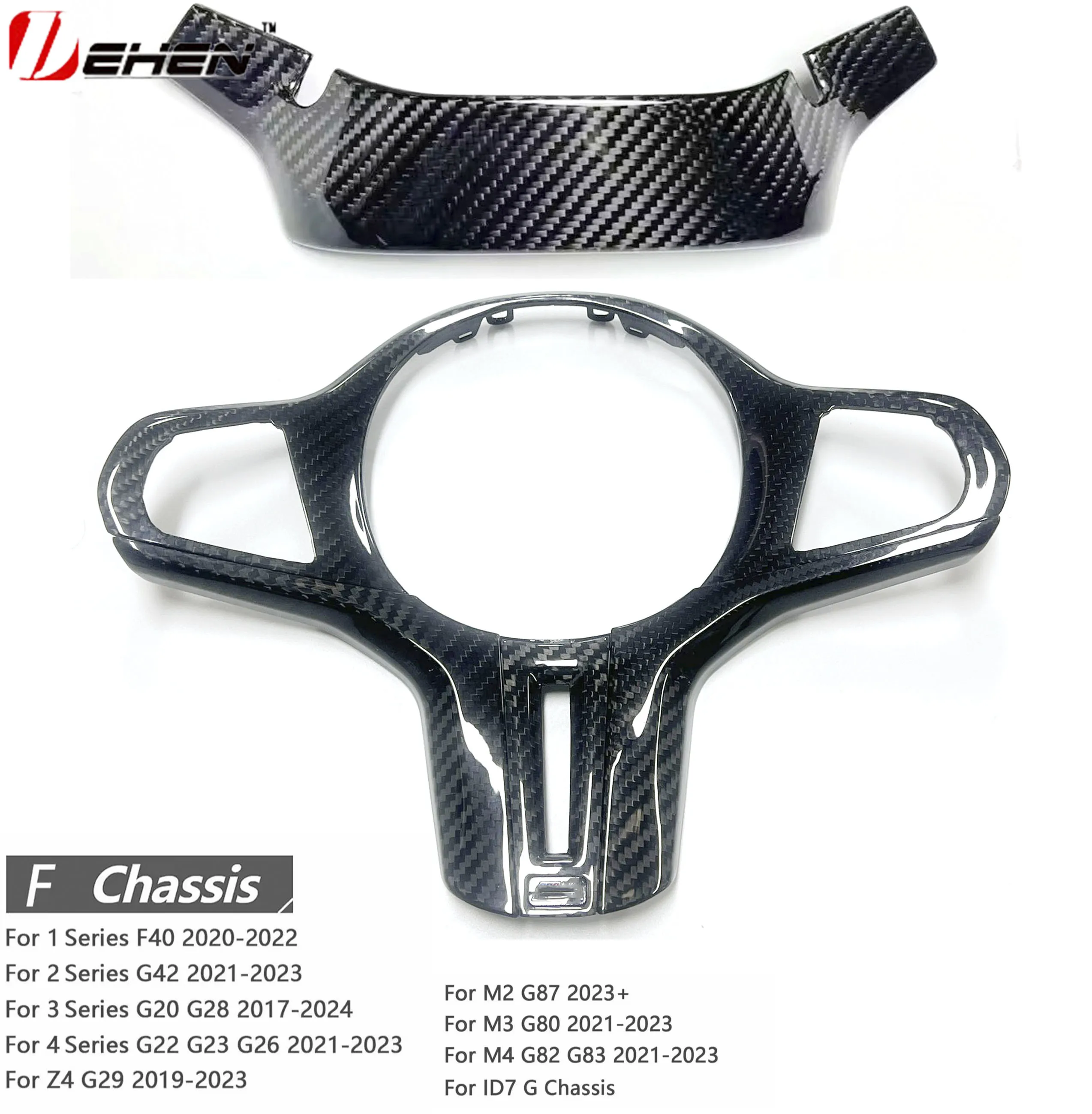 2PC Carbon Fiber Car Steering Wheel Panel Decoration Cover Trim For 3 4 5 6 8 Series G20 G22 G26 G29 G30 G32 G15 G16 G01 G05 G12