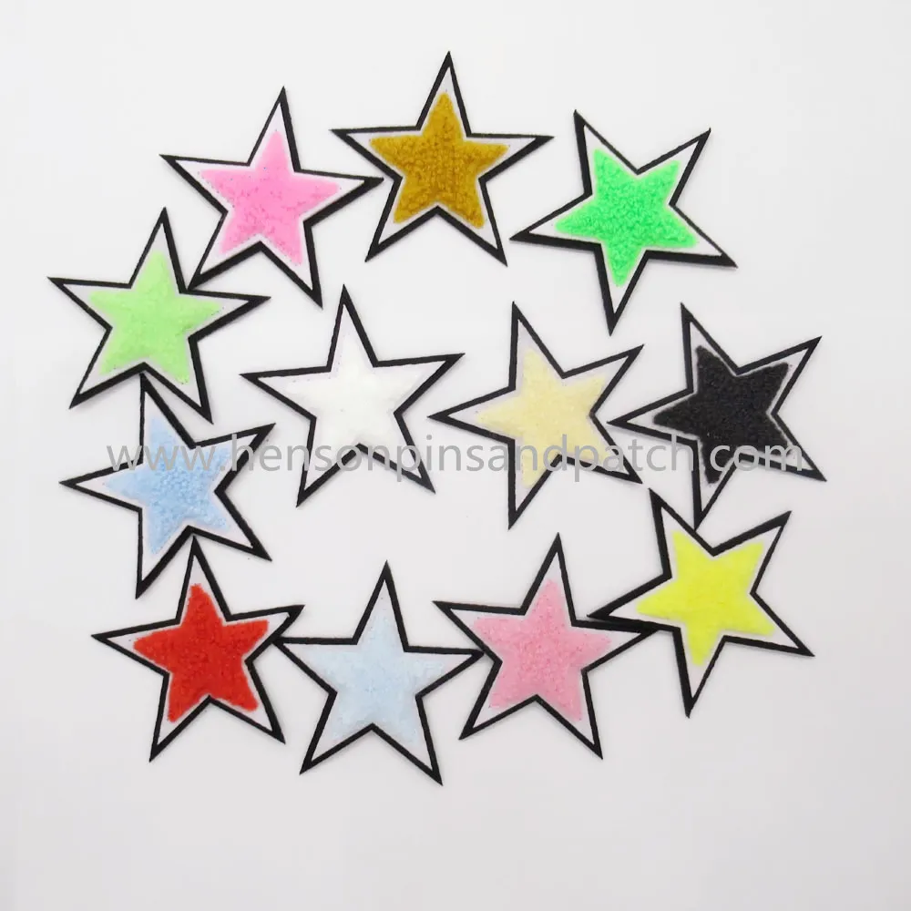 

2.5inch Retail and stock star Chenille Embroidery Patches starTowel Embroidery Badges