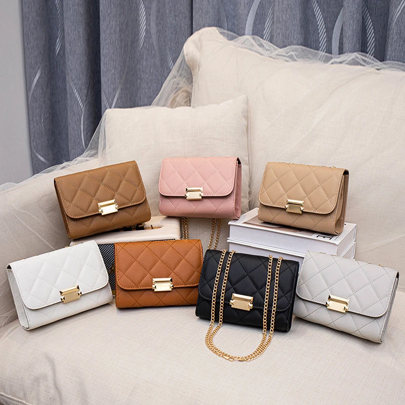 

Women's Bag New Fashion Embroidered Chain Bag Solid Color Causal Crossbody Bags Designer Single Shoulder Purse