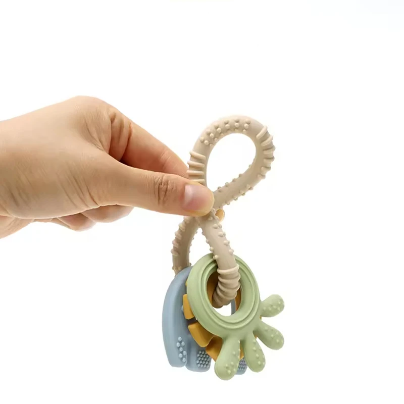 Jouets de dentition pour bébé, anneau en bois et Silicone, anneau de dentition sans BPA, éléphant mignon, jouet à mâcher pour garçons et filles, cadeaux pour nouveau-nés