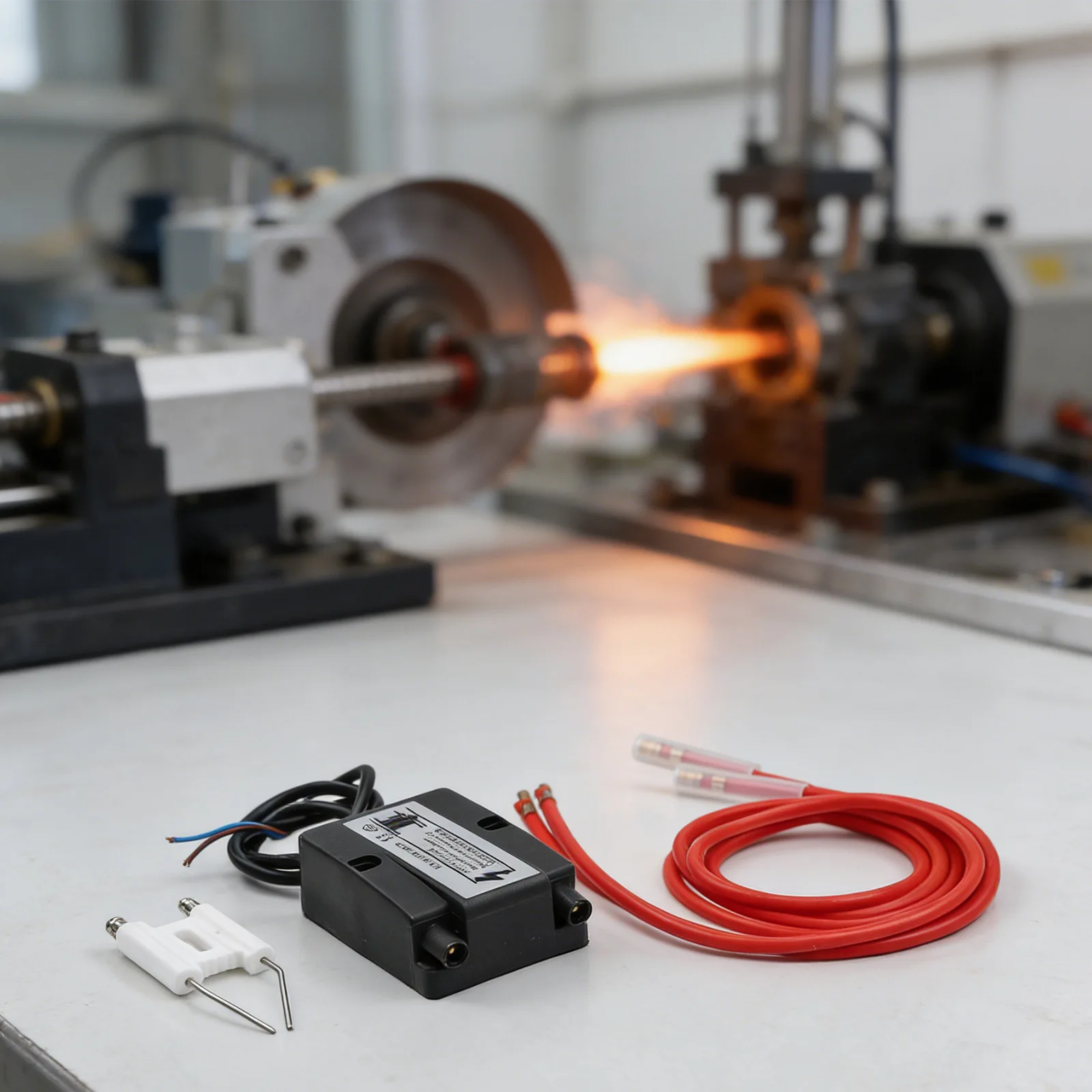 Ignition Transformer 15KV for Burner Boiler Systems with Integrated Ignition Pin and Wires 230V 50Hz Primary Voltage