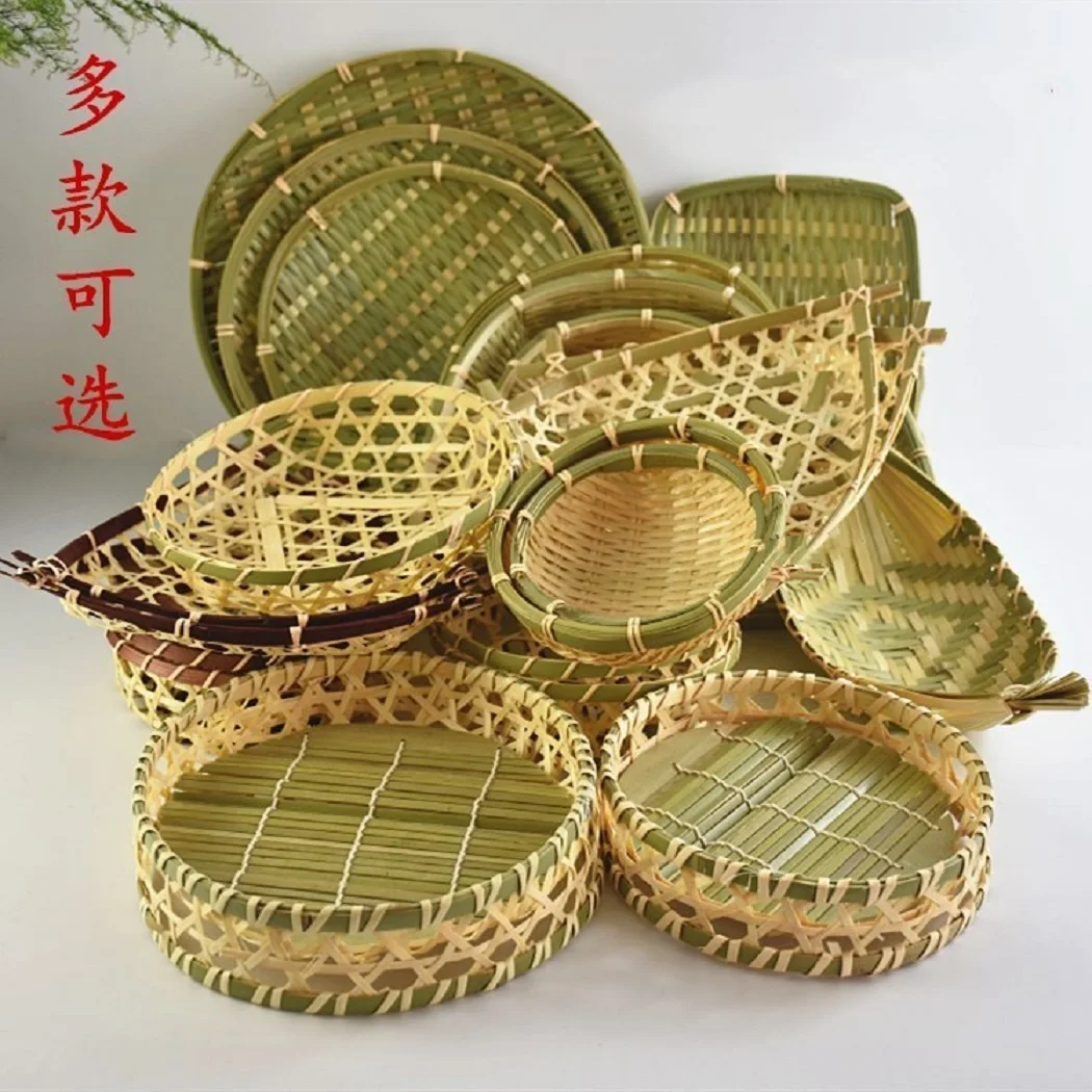 

Handmade Bamboo Basket Steamed Bread Snack Plate, Kitchen, Hotel, Farm, Fruit, Kindergarten Decoration