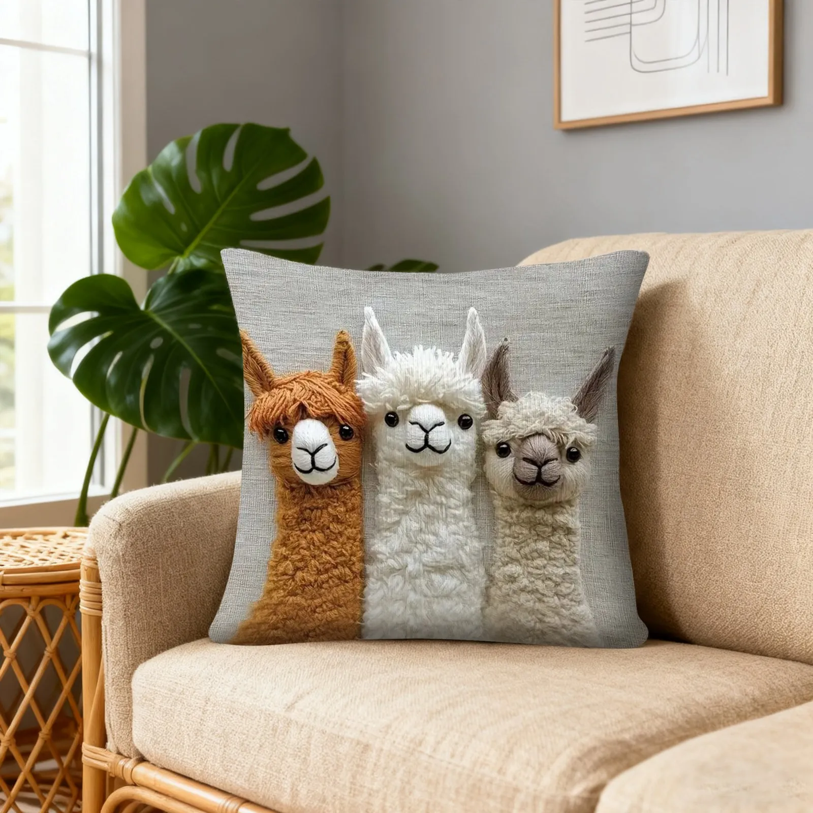 2d Printed Imitation Embroidered Alpaca Pillowcase Alpaca Pillowcase Christmas Home Decoration Pillowcase Navidad