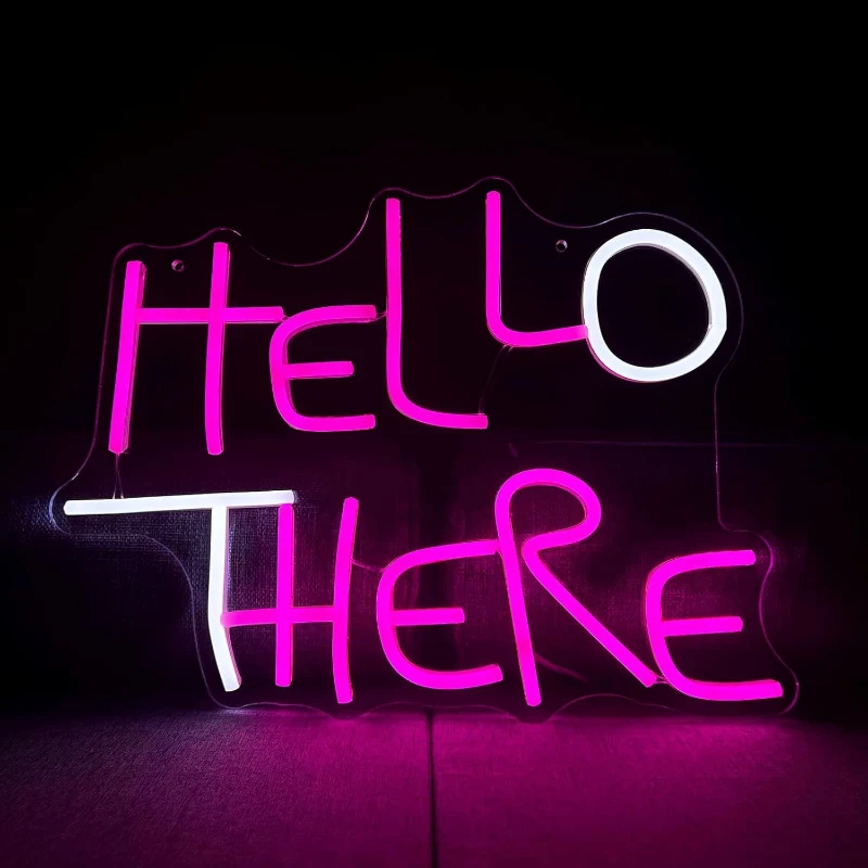 Hello There LED Neon Sign for Wall Decor USB Powered Reusable Neon Signs for Shop Restaurant Bar Pub Hotel Man Cave Decoration