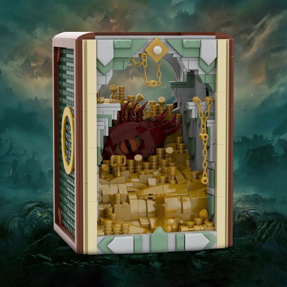 Gobricks MOC Pierścienie Księga Nook Smaug Klocki Model Scena Filmowa Narożnik Książki Cegły DIY Zmontowana Zabawka Prezent dla Dzieci