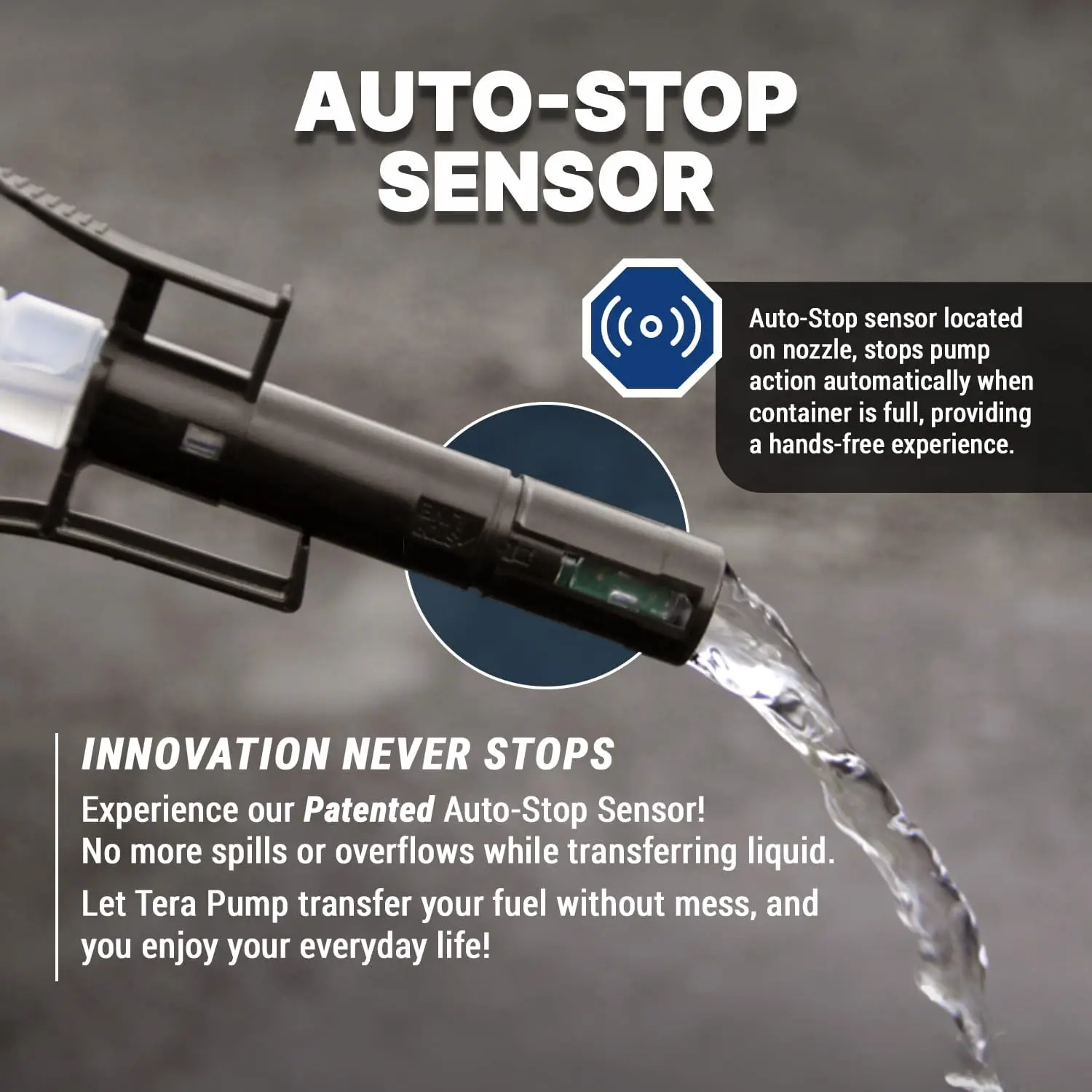 Automatic Portable Battery Operated Fuel Transfer Pump w/Auto Stop Sensor & Nozzle Clip, Powerful Hand Fuel Pump- Quick Liquid