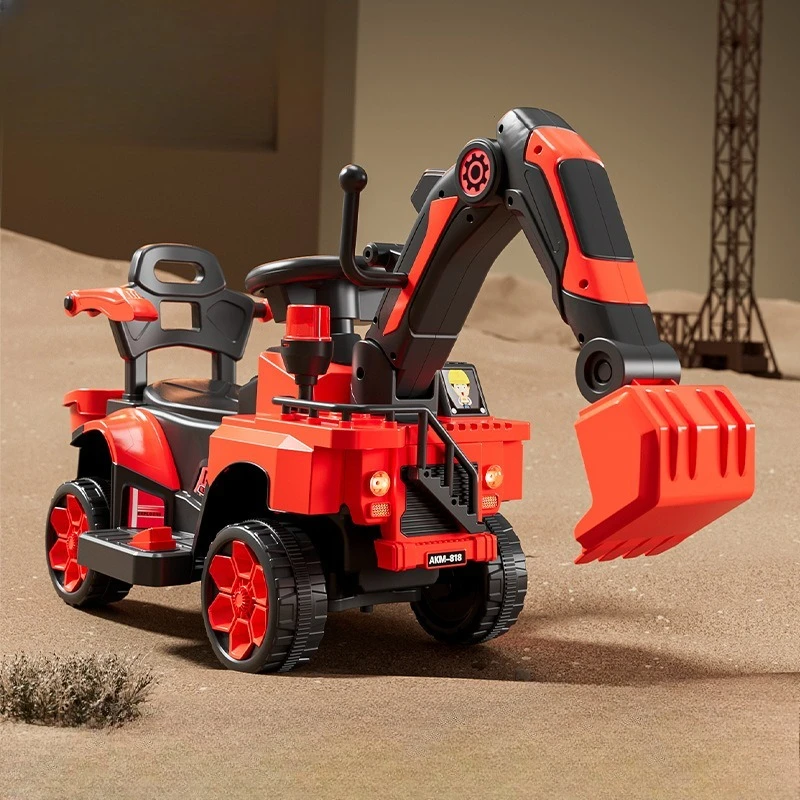 Elektryczna koparka dla chłopców, duża zabawka budowlana z prawdziwą łopatą kopującą, zdalne sterowanie, mocna bateria, płynna obsługa.