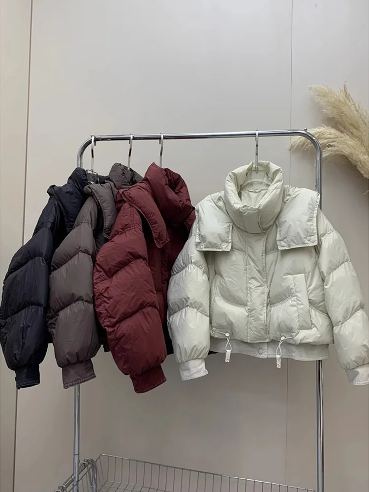 

Women's ort Denim Cotton Jaet Winter Warm Loose Casual Bread Coat Hooded Zipper Closure Korean Sle Commute Faion