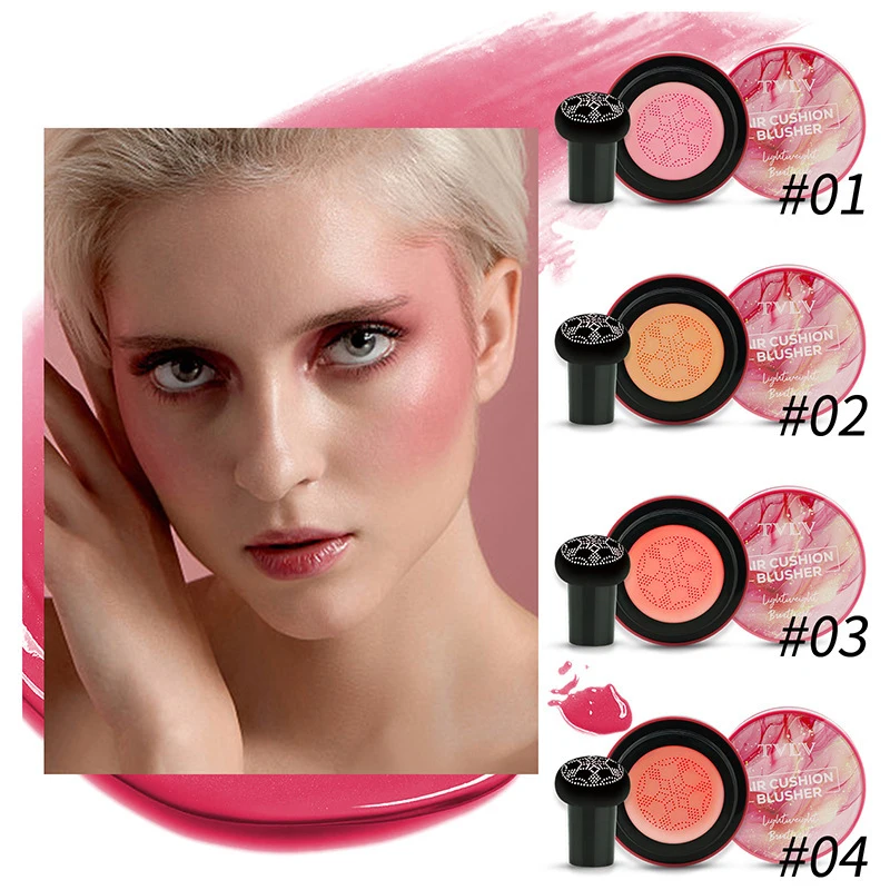 New Four-color Mushroom Head Air Cushion Blush Long-lasting Makeup Brightening Waterproof Eyeshadow Natural Matte Cream Blush