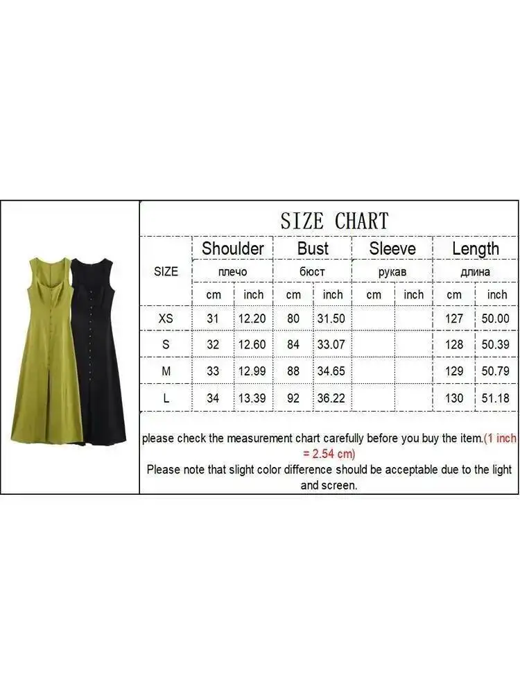 Women's A-line Long Dress Elegant Square Neck Sleeveless Wide Sling Maxi Dresses 2025 Summer Lady Commute Button Dresses TE8R