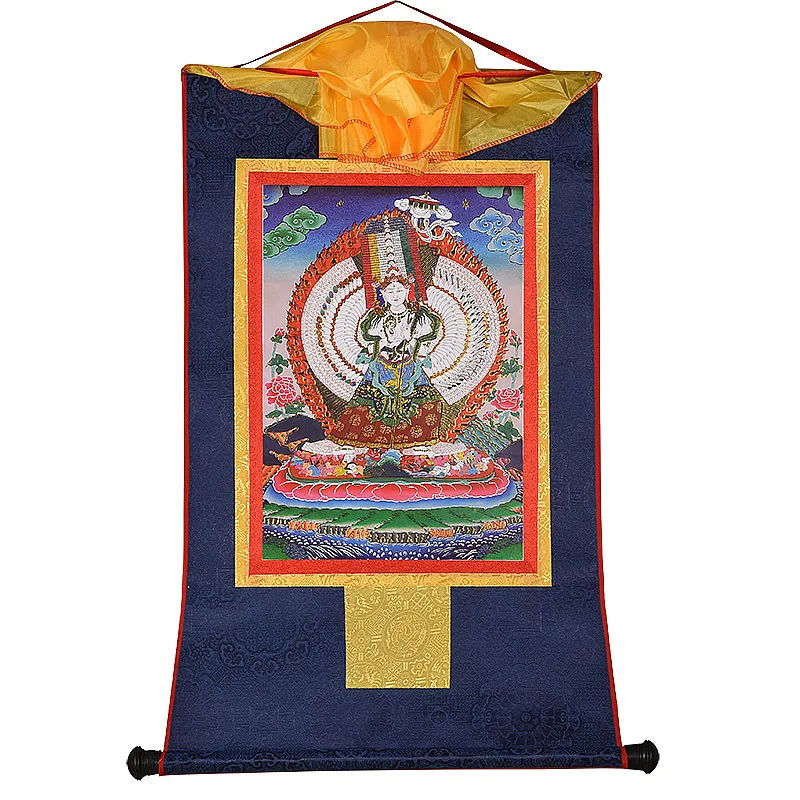 Home Buddhist Hall Decoration Painting Gold Plated and Hot Stamped Large White Umbrella Cover Buddha Mother Tangka Buddha Statue