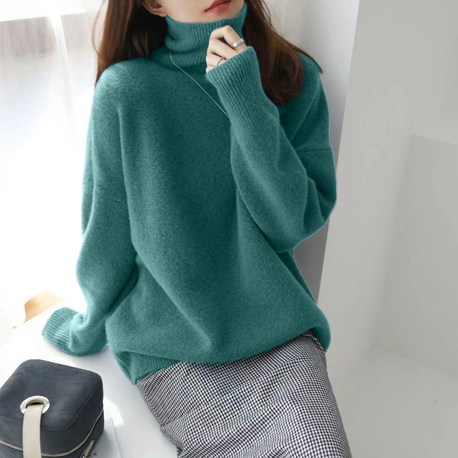 

Korean All-match Trend New Solid Color Long Sleeved Sweaters Top Autumn Winter O-neck Keep Warm Pullovers Women's Clothing 2023
