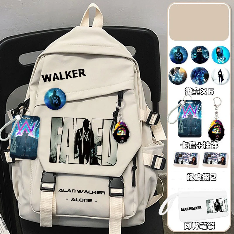 Black White,AlanWalker,Alan Walker,Marshmello,Student Kids Teens School Bags,Large Capacity Mochilas Anime Backpacks Girls Boys