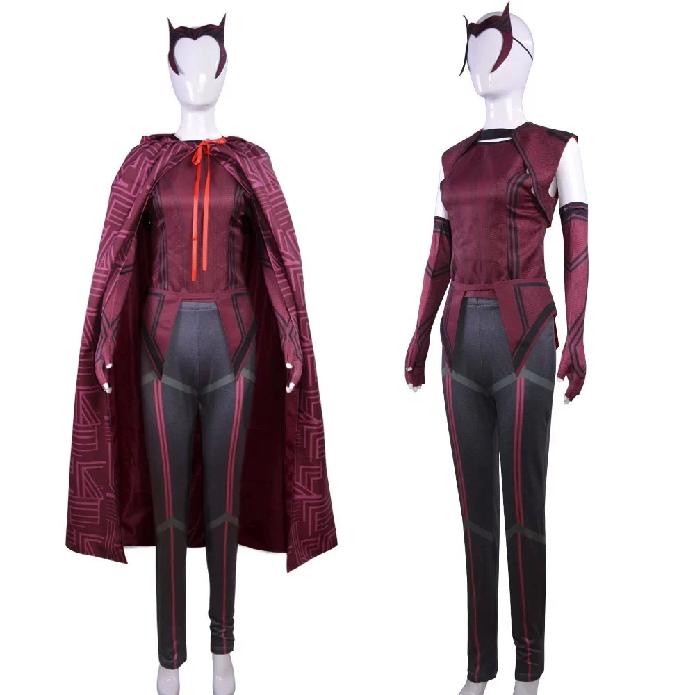 Film Wanda Vision Scarlet Hexe Gelber Umhang Grüner Overall Cosplay Kostüm für Mann Halloween Cosplay Maßgeschneiderte Kleidung