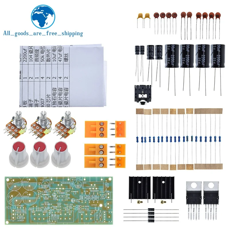 TZT 1/3pcs TDA2030A DIY Kit Electronic Amplifier Dual Channel Power Board DIY Kit for Arduino
