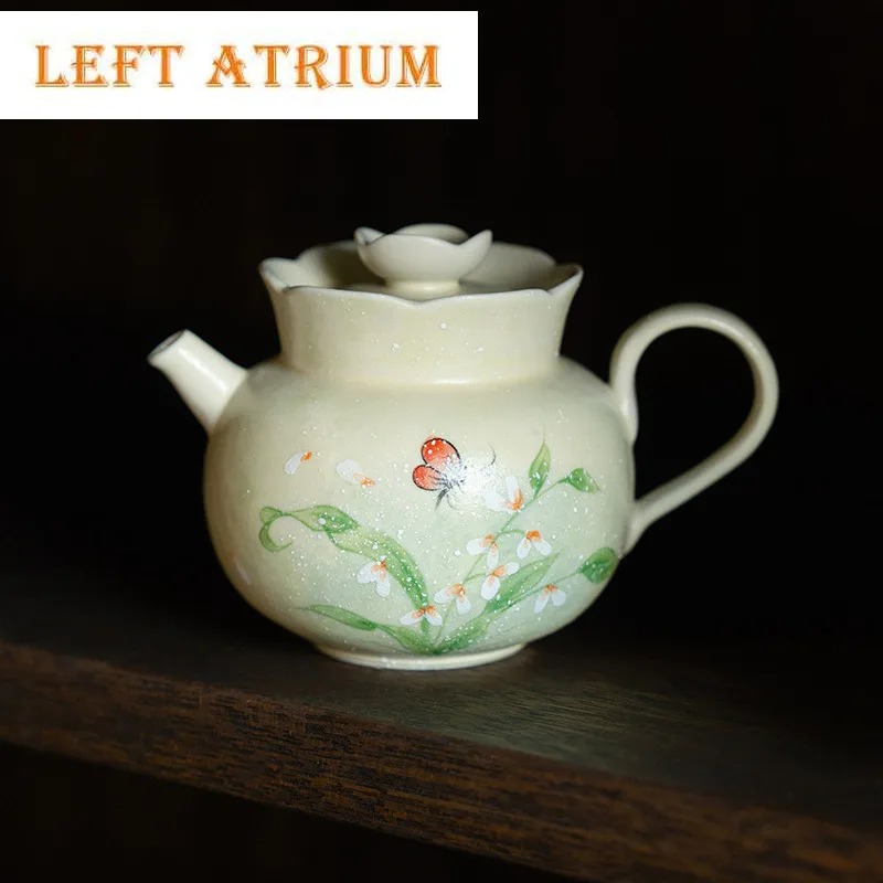 

150ml Hand-painted Orchid Teapot Boutique Tea Infuser Pot Tea Making Kettle with Strainer Chinese Tea Set Supplies Decoration