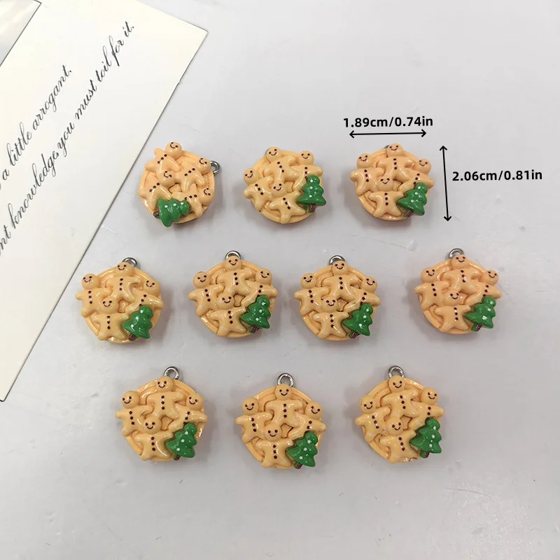 10pcs European Christmas Gingerbread Man Tree Charms Diy Earrings Keychain Resin Pendant for Jewelry Making Findings C655