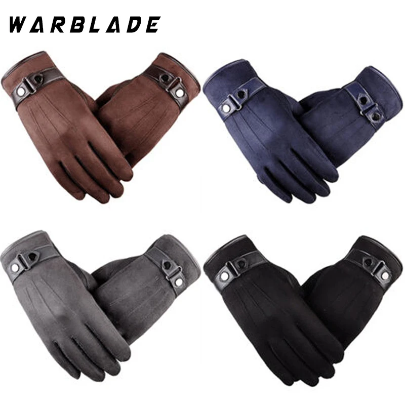 Men Winter Cycling Gloves Fashion Outdoor Sports Running Motorcycle Riding Mittens Non-slip Touch Screen Warm Full Finger Gloves