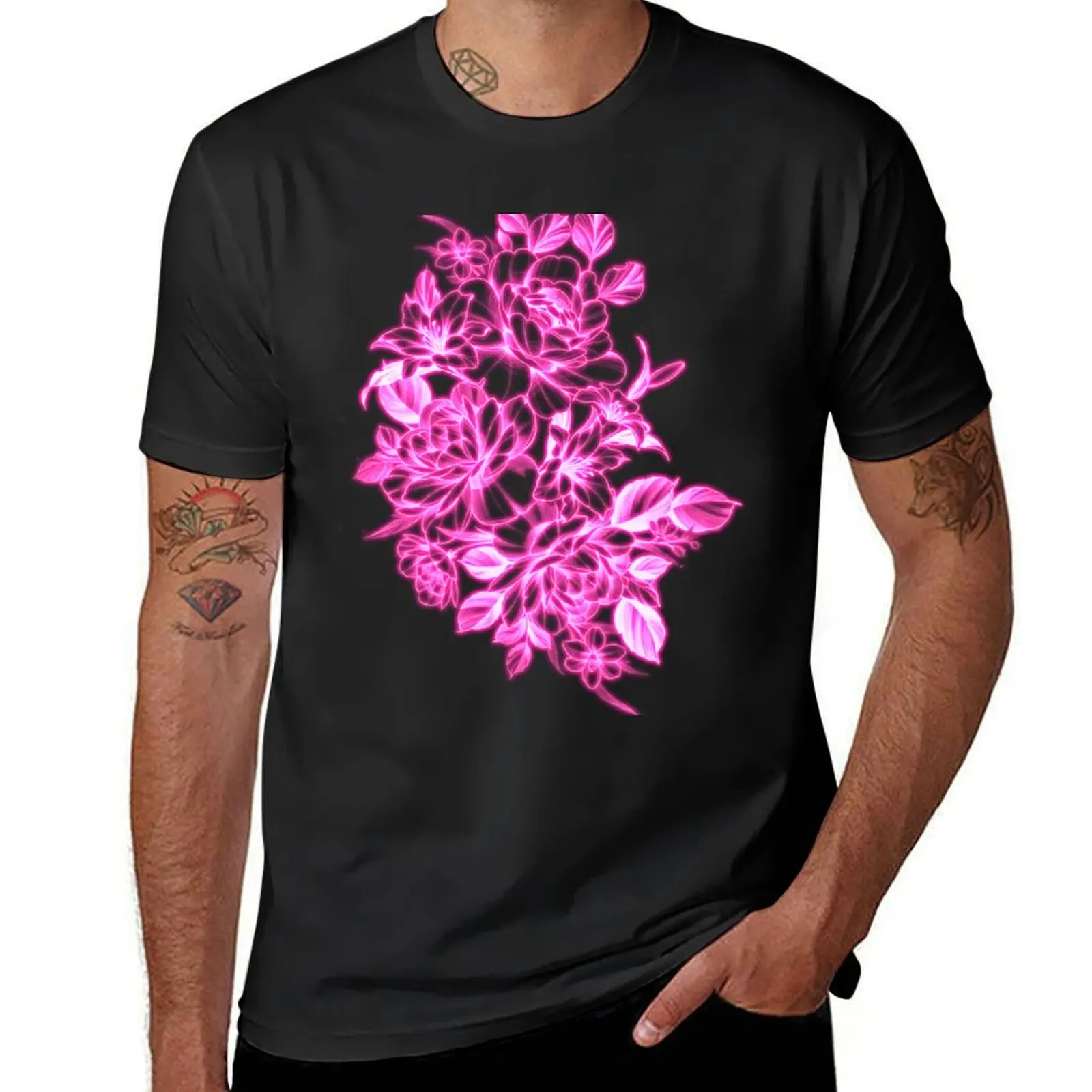 

neon flowers T-Shirt street wear Funny t-shirts Short sleeve tee aesthetic clothes t shirts for men