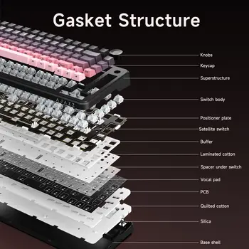 AJAZZ AK820 MAX 2.4G bezdrátová/Bluetooth/drátová herní mechanická klávesnice s RGB podsvícením, 75% rozvržení, profil těsnění 8 nejlepší prodej Bezdrátová Bluetooth klávesnice - №5