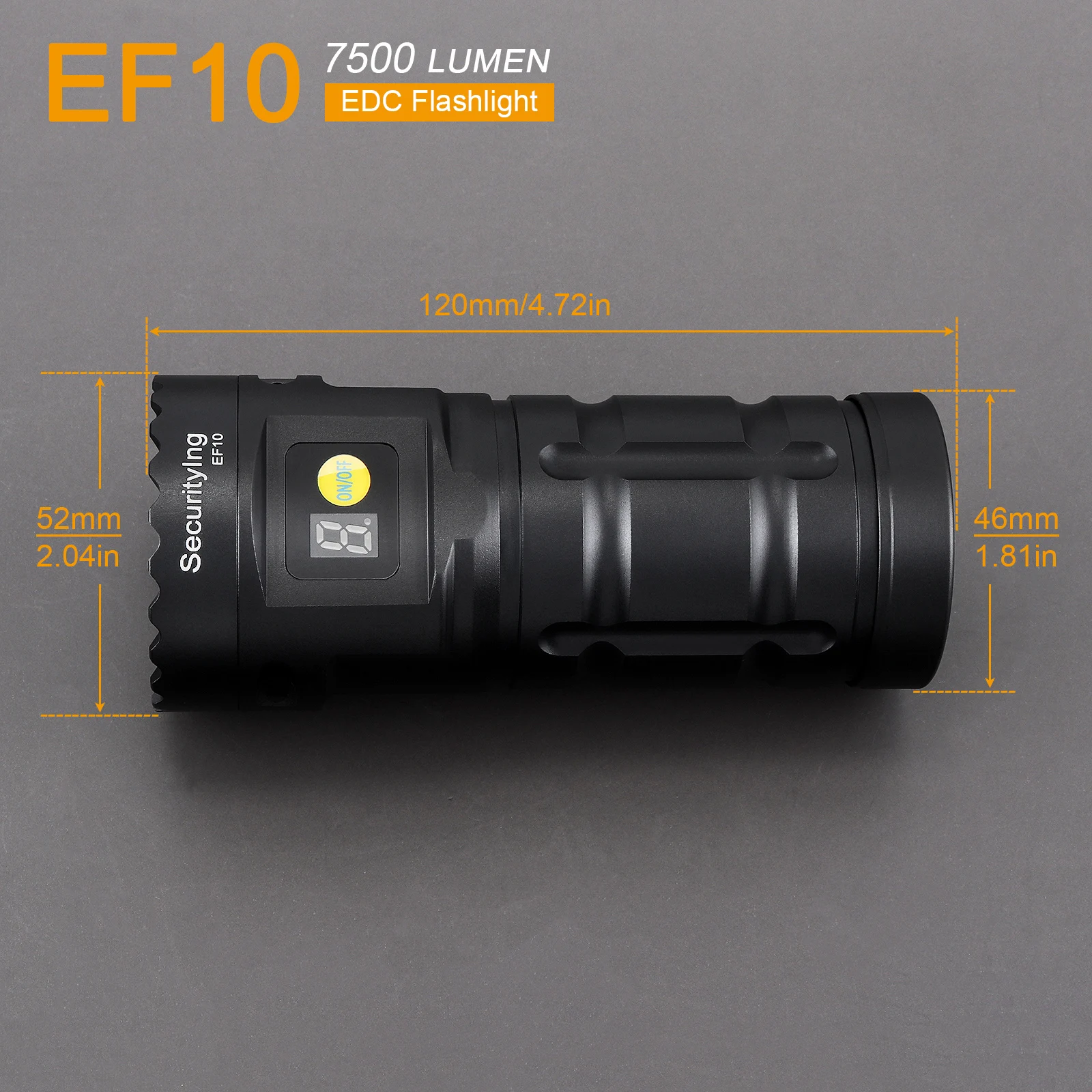 SecurityIng EF09 IP65 Rechargeable EDC Flashlight LED Torch Outdoor Light for Camping / Night Walk with Power Indicator