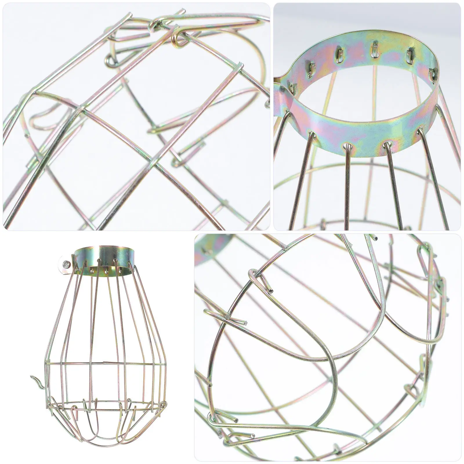 4Pcs Vintage Metal Lamp Shade Bulb Cover Bulb Shape Copper Color Industrial Hanging Light Cage Pendant Decor for Home Bar Cafe