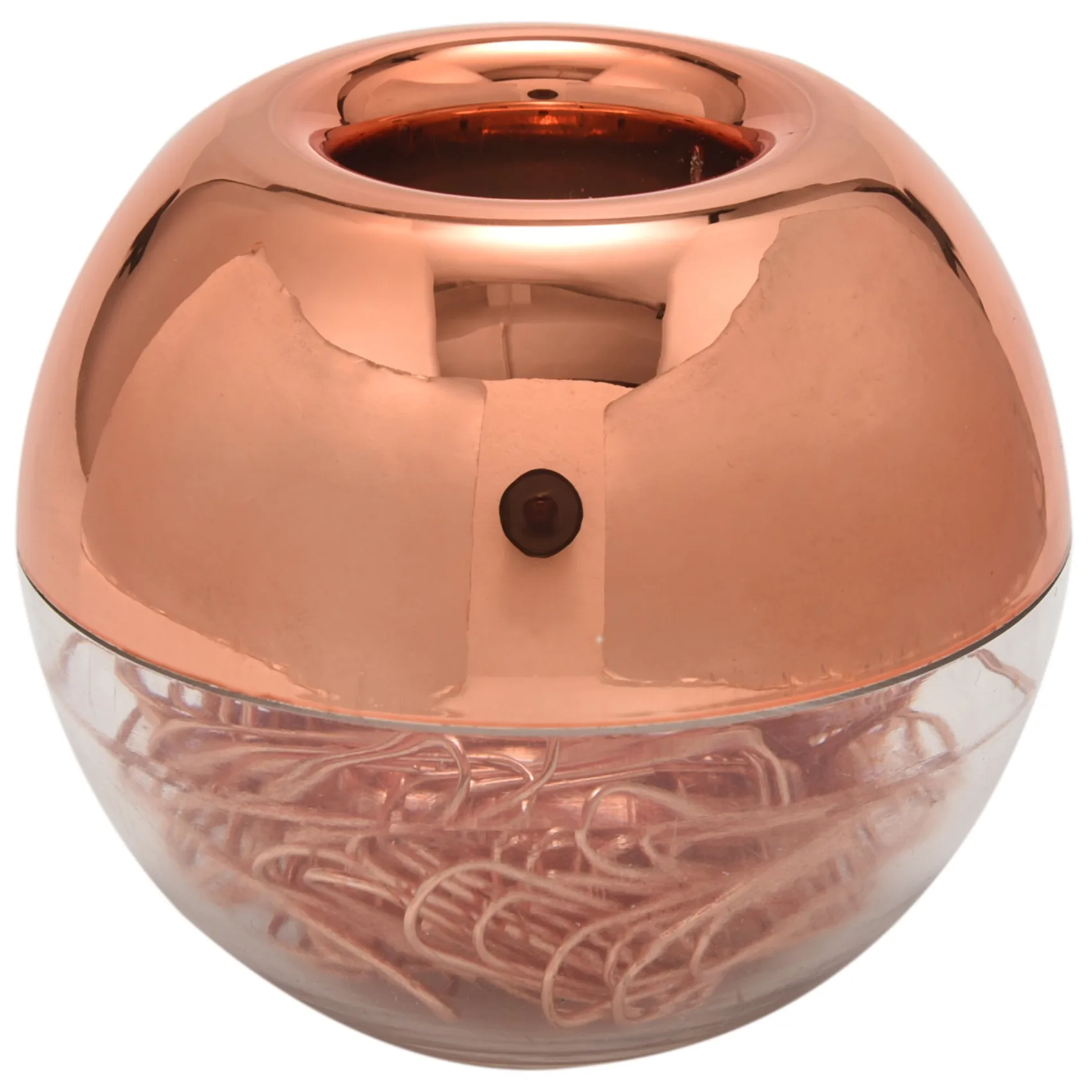 A42Z-100 Paper Clips In Rose Gold Magnetic Clip Dispenser, Rose Gold Paper Clips Holder, 28Mm, Rose Gold, 100 Clips Per Box