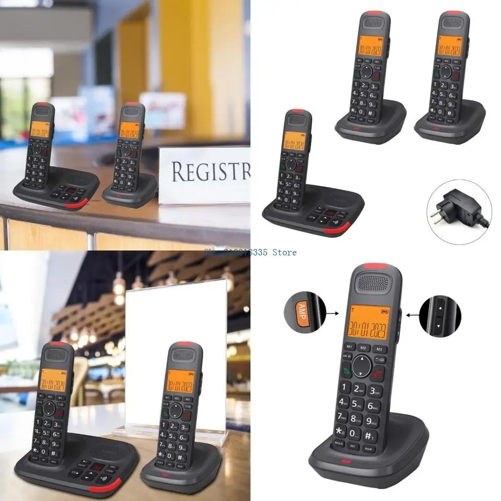 D1015TAM One-two Digital Cordless Phone Large LED Two Handles Telephone Caller