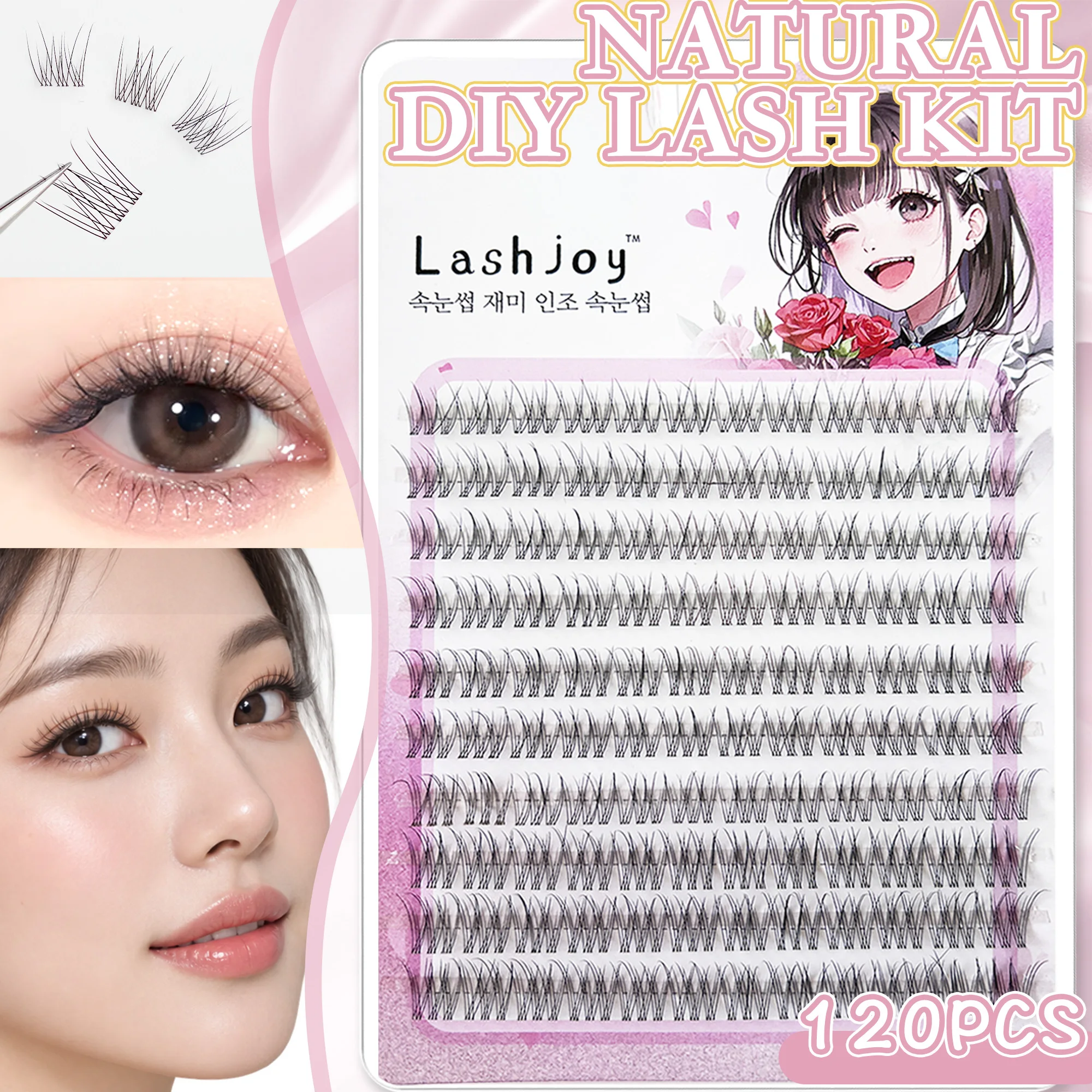 Easy-To-Adhesive False Eyelashes Set, Thick Cartoon Style with Natural Appearance, Suitable for Beginners, Thick and Fluffy, Rea
