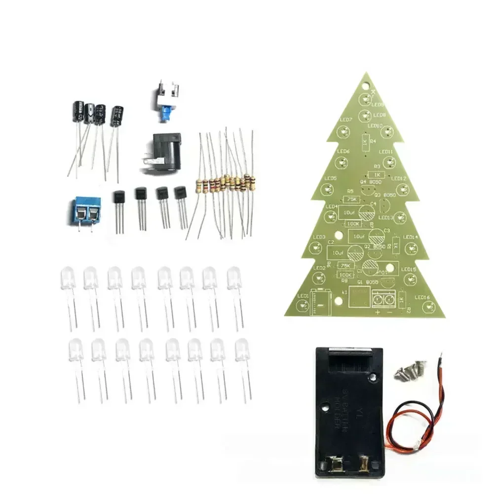 DIY 16 Lamp Christmas Tree Kit: Fun Soldering Project For Beginners & Festive Electrical Equipment Tool Accessory