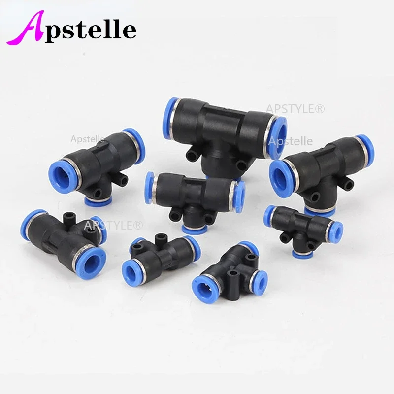 Tee Pneumatic Quick Fittings Connector 4mm 6mm 8mm 10mm 12mm 16mm Change Diameter Joint Quick Couplings Air Compressor