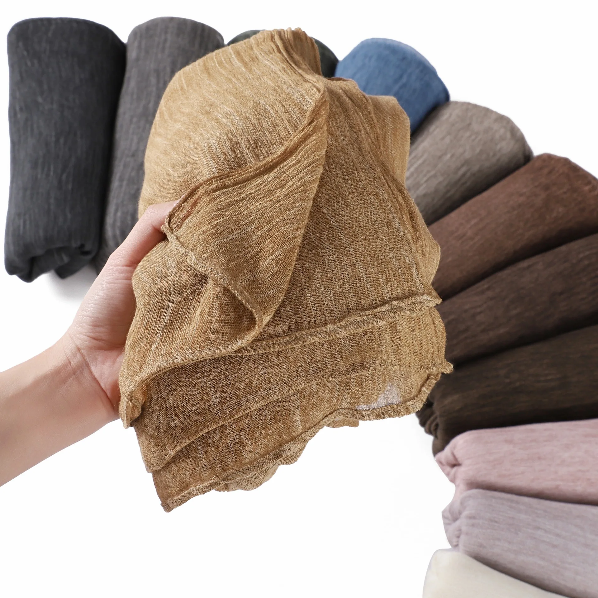 New Viscose Wrinkle Hijab for Women Muslim Shawl Wrap Breathable Cinkle Headscarf Turban Bandanas Bufanda Foulard Turbante Mujer