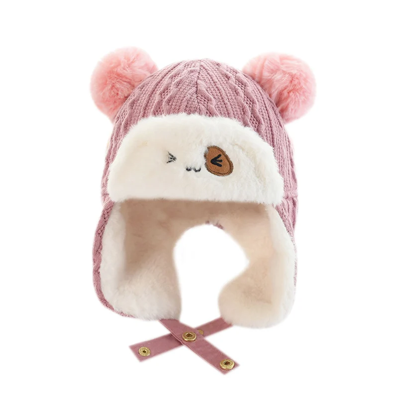 Newborn Cartoon Winter Padded Warm Ear Protection Hat Boys And Girls Outside Tie The Wind Thunderbird Hat