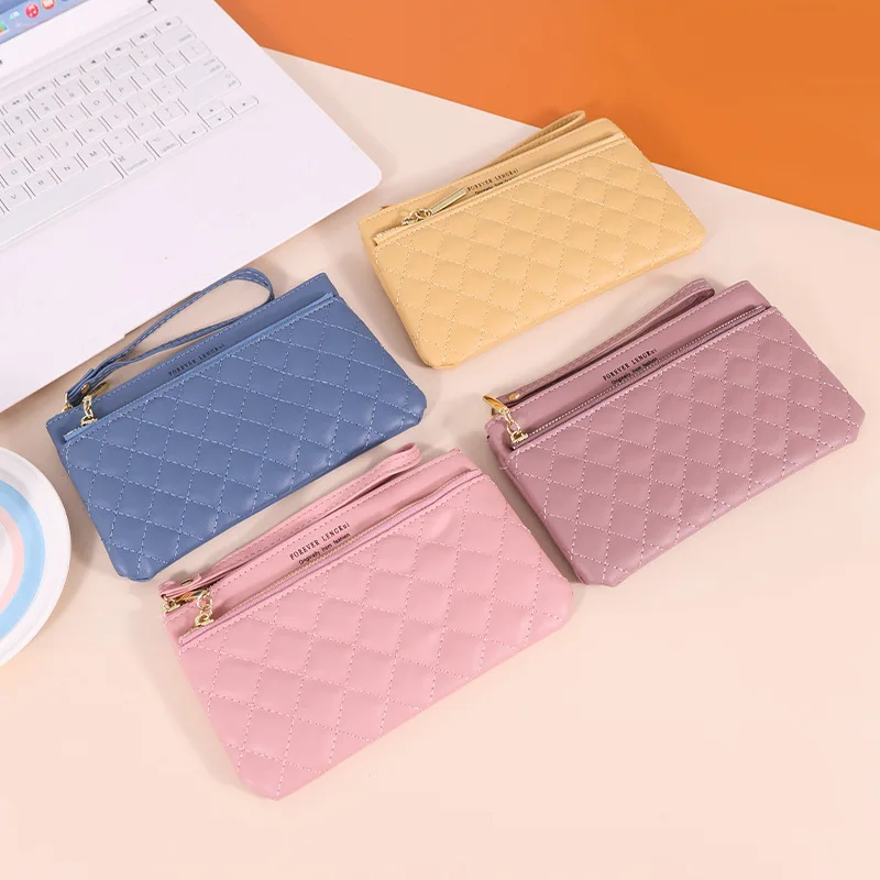 New Zipper Women Long Wallet Coin Purse Wallets Card Holder PU Leather Fashion Clutch Phone Bag Large Capacity Ladies Wallet Bag