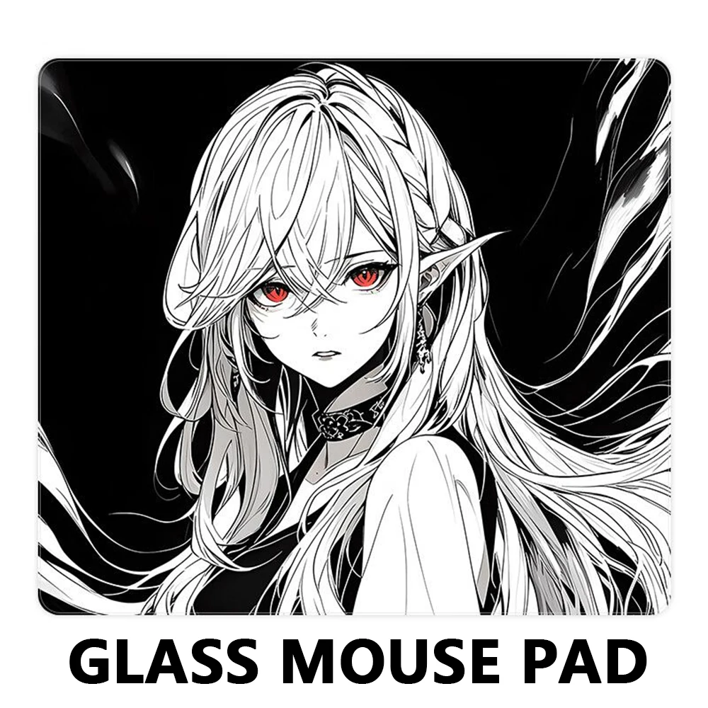 Sweet Cool Girl Glass Mousepad Sora Game Mouse Pad Customized Pattern Tempered Smooth Gaming Desk Mat Fps Esports Office Gaming