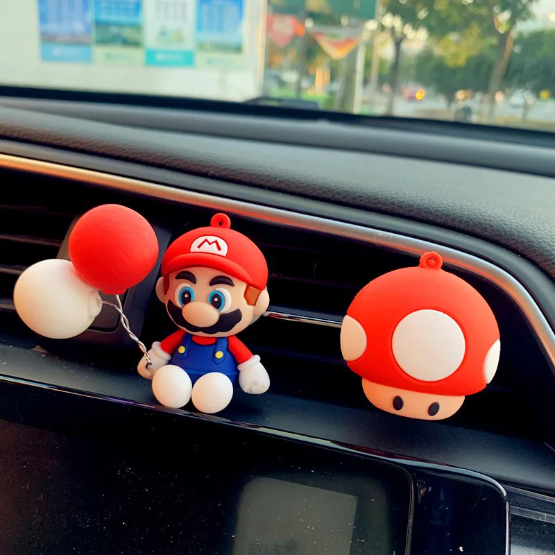 Mario Air Outlet Vent Perfume Freshener Decor Accessorie Car Perfume Car Interior Decor Accessories Cartoon Ornament Accessories