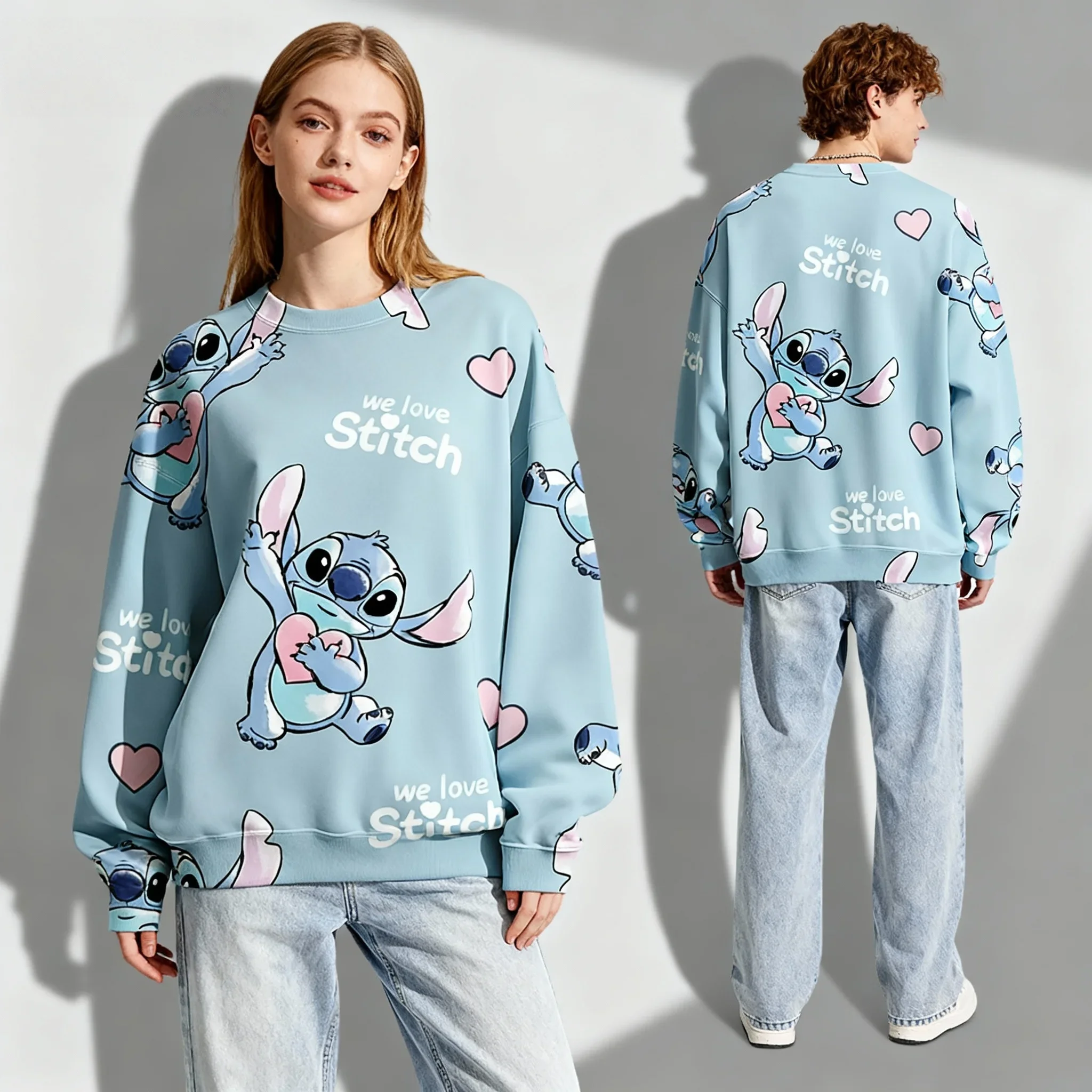 الخريف/الشتاء سلسلة الرسوم المتحركة ديزني مينيفيني سويت كول المتضخم المرأة الشارع الكبار الأطفال جولة الرقبة هوديي #4