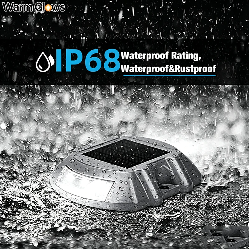 Solar Road Stud Light Ip68 Led Ground Warning Lamp Horseshoe Shape Reflective Pavement Marker For Parking Lot Driveway Crosswalk