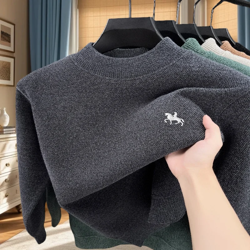 

High quality brand autumn and winter new velvet knitted warm sweater men original Paul classic soft embroidered pullover sweater