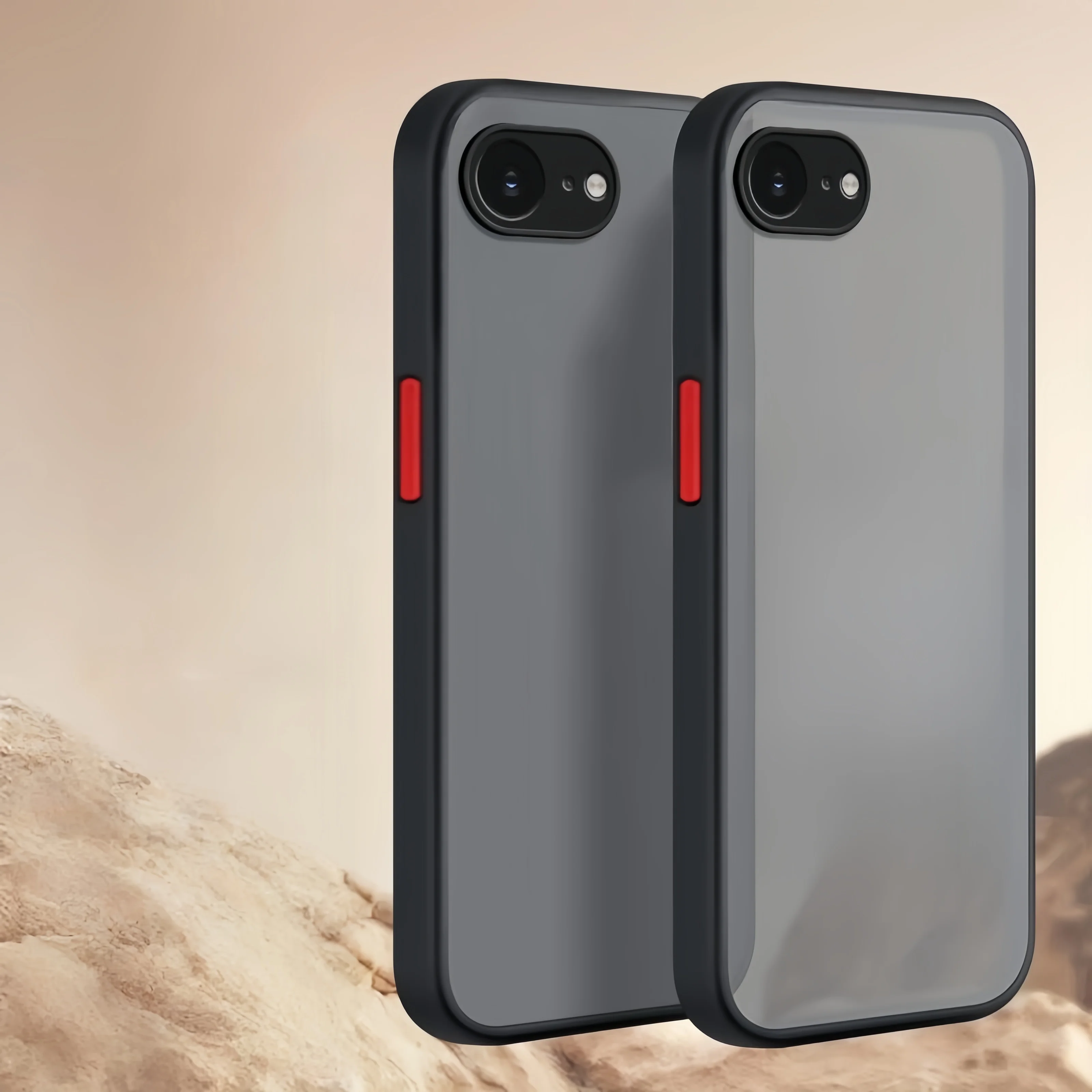 Coque fine translucide mate effet peau, coloris tendance contrastés pour iPhone 17e/ 16e/SE2022/SE2020/8/7/8+/7+/XR/XS MAX/X/XS