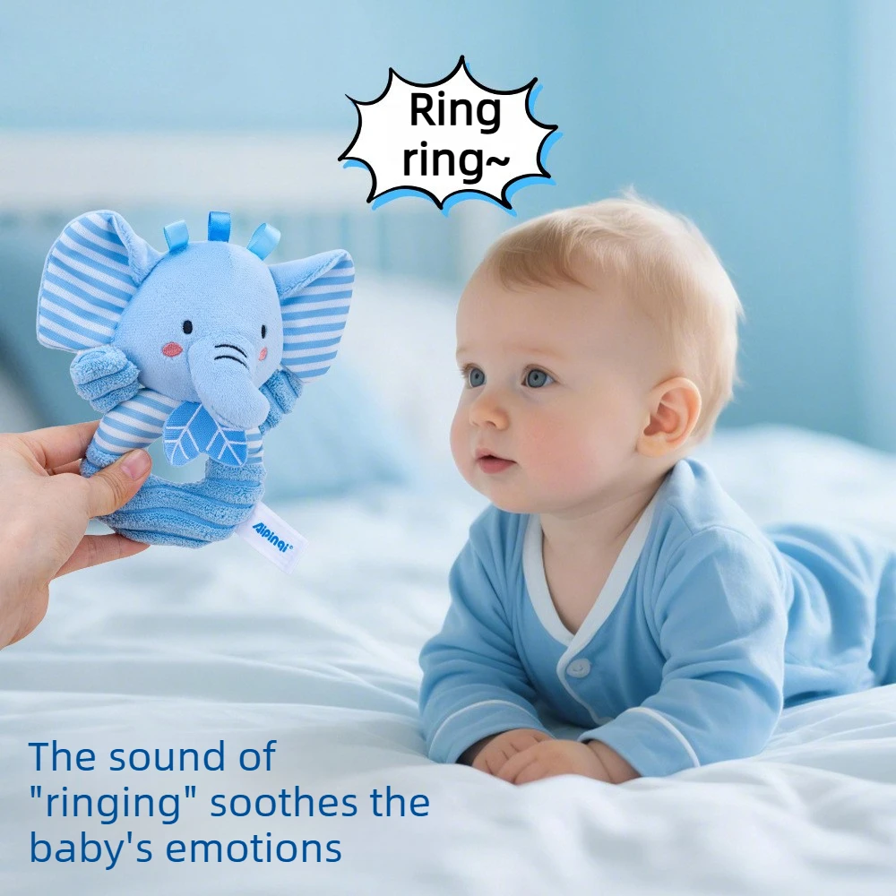 2 Buah Mainan Kerincingan Bayi Lembut Warna Biru Segar, Boneka Mewah Lucu yang Menenangkan, Mainan Cincin Pegangan Nyaman Cocok untuk Bayi Usia 0-1 Tahun