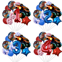 1Set Red Blue Number New Blaze Monster Balloons Cartoon Car Boy Birthday Party Decoration Supplies Machines Racing Racecar Toys
