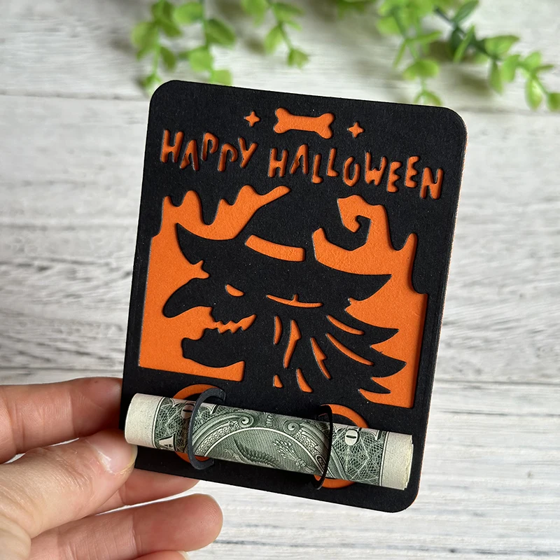 

Halloween Witch Cat Money Holder Metal Cutting Dies For DIY Scrapbooking Album Embossing Paper Cards Decorative Crafts